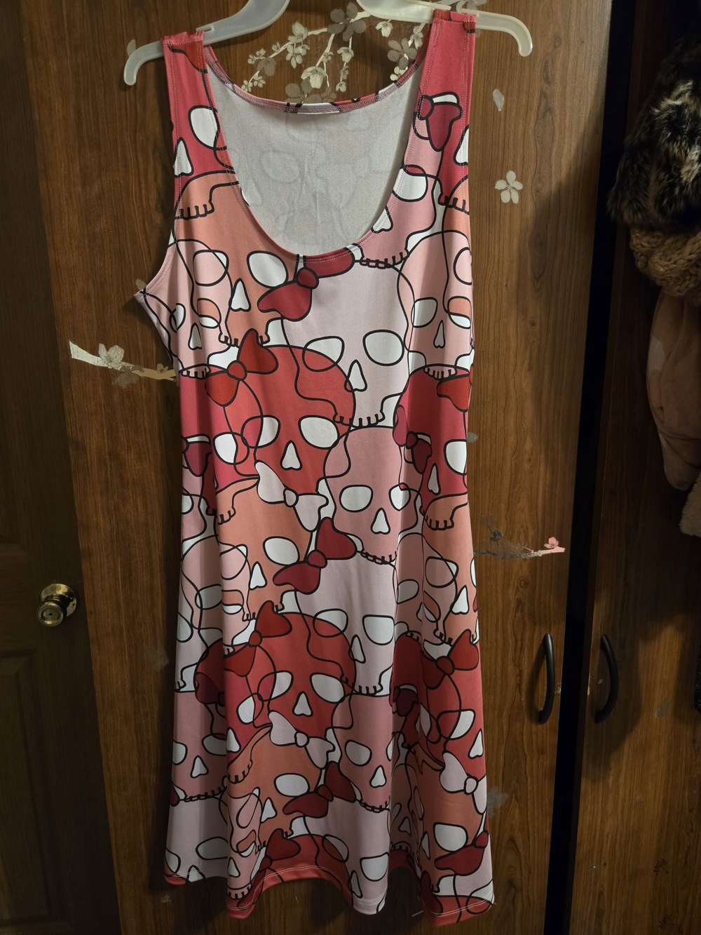 Women's Pink Skull Print Sleeveless Dress